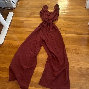Elegant Burgundy Wide-Leg Pants